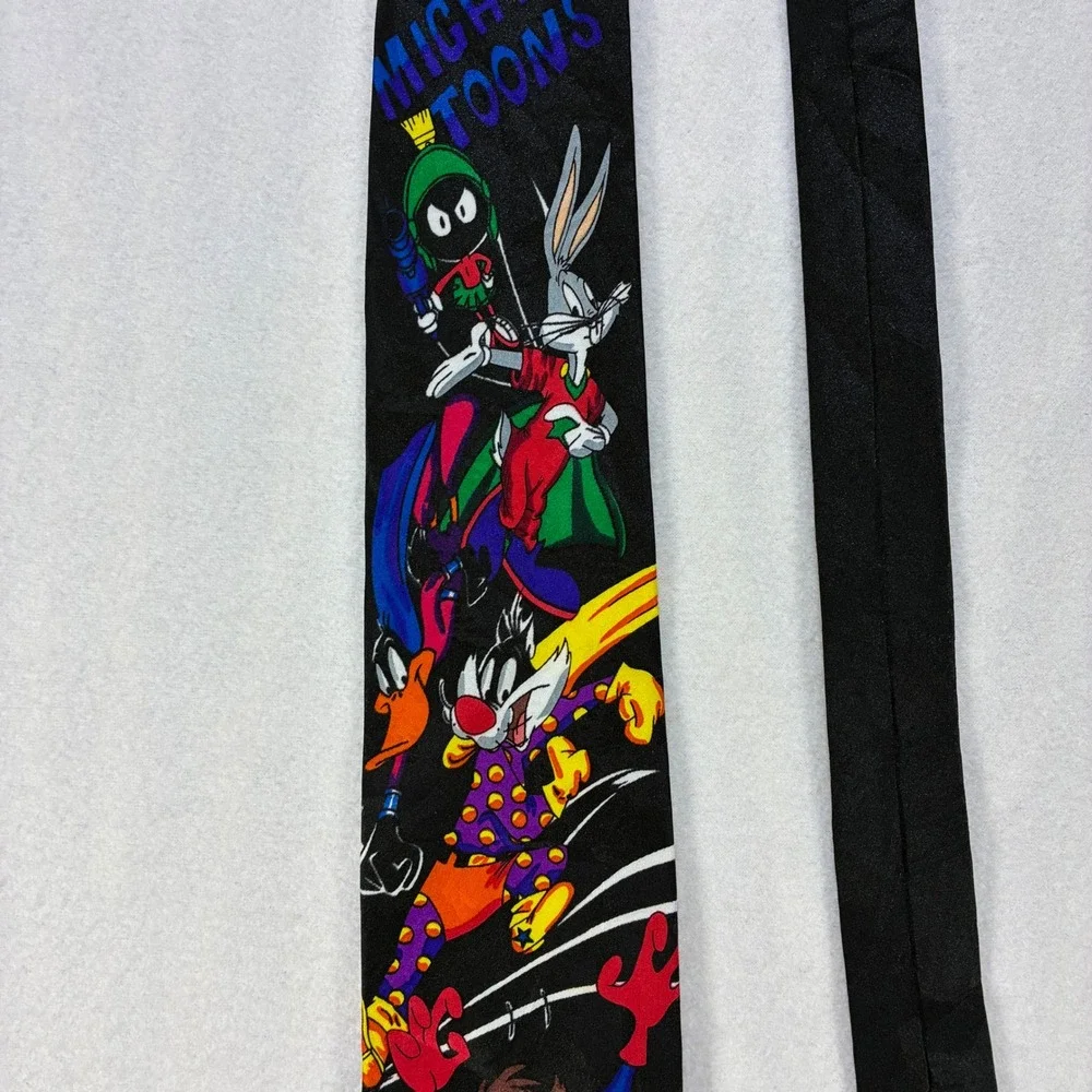 Looney Tunes Mania Mighty Toons Vintage 1993 Necktie Mens Superhero Black OS